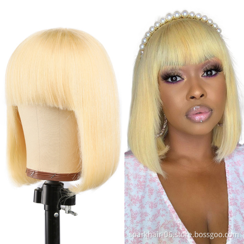Glueless Brazilian Short Human Hair Wigs for Black Women 613 Blonde Remy Short Bob Straight Human Hair Wigs Pixie Cut Wigs